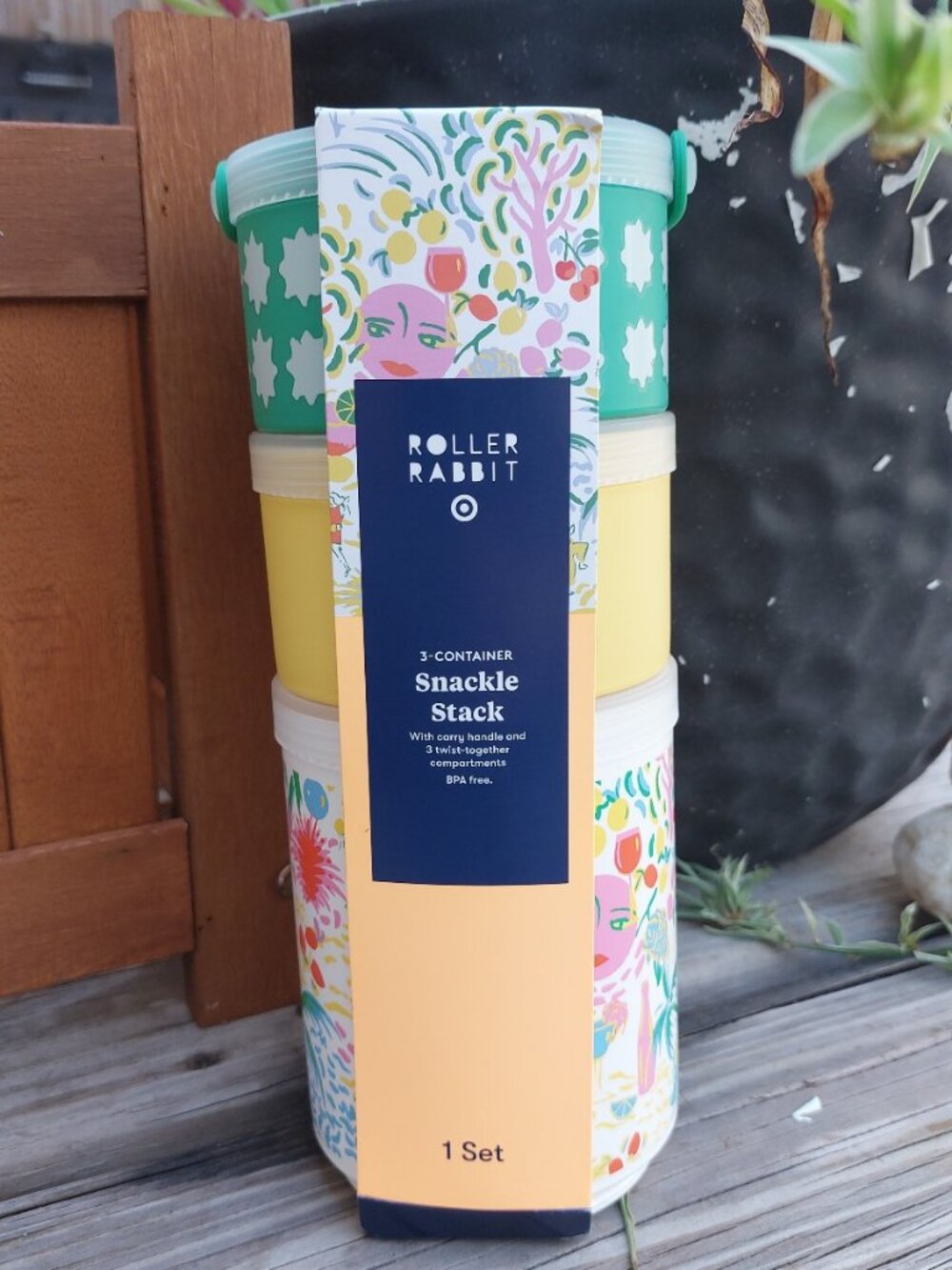 NWT RARE Roller Rabbit x Target Snackle Stack 3 Container Snack Holder BPA Free